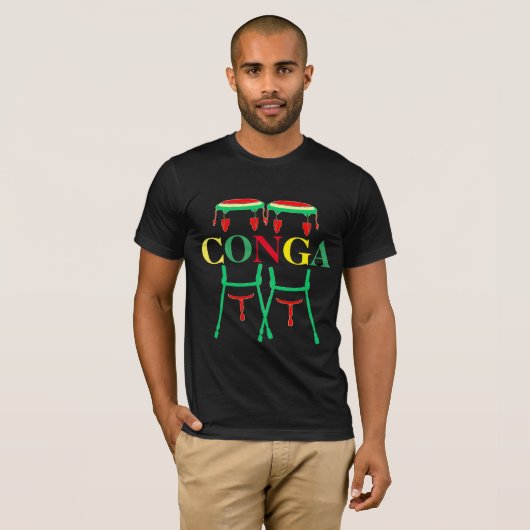 Conga Drums Mannen Basic Bella Canvas T-Shirt (Voorkant volledig)