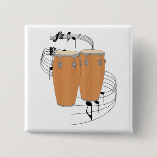 Conga Drums Vierkante Button 5,1 Cm
