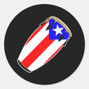 Conga Flag Puerto Rico Ronde Sticker