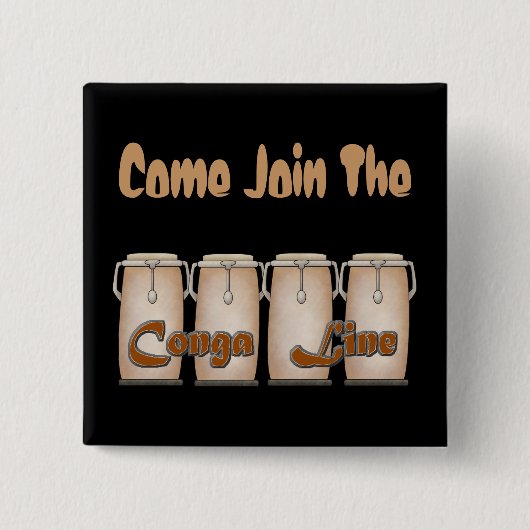 Conga Line Vierkante Button 5,1 Cm (Voorkant)