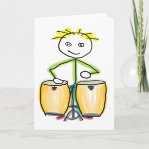 Conga spelende Stickman Kaart
