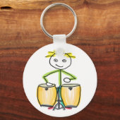 Conga spelende Stickman Sleutelhanger (Voorkant)
