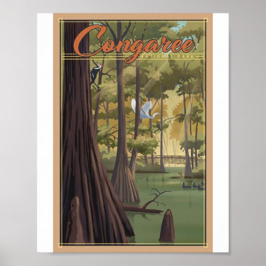 Congaree Nationaal Park Litho Kunstwerk Poster (Voorkant)