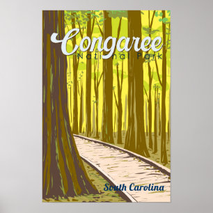 Congaree National Park Illustratie Reis Vintage Poster
