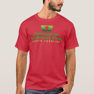 Congaree National Park Retro Badge Pijlpunt Groen T-shirt