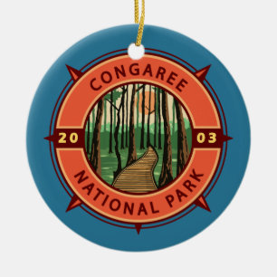 Congaree National Park Retro Compass Embleem Keramisch Ornament