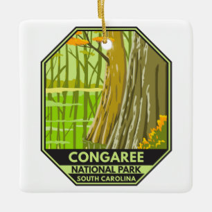 Congaree National Park South Carolina Retro Keramisch Ornament
