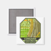 Congaree National Park South Carolina Retro Magneet (Voorkant / Achterkant)