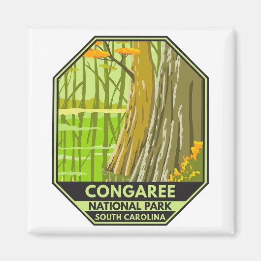Congaree National Park South Carolina Retro Magneet (Voorkant)