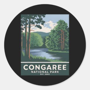 Congaree National Park Vintage Kamperen Wandelen M Ronde Sticker