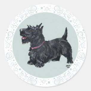 Congenial Scottie Turquoise Ronde Sticker
