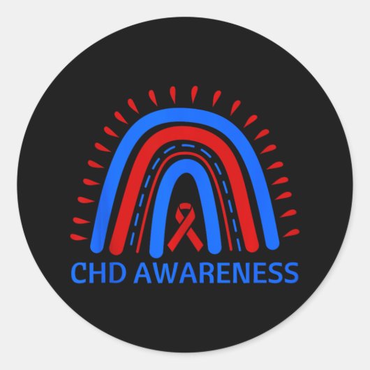 Congenitale Heart Defect Awareness Rainbow Red &Ca Ronde Sticker (Voorkant)