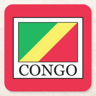 Congo-Brazzaville Vierkante Kartonnen Onderzetter