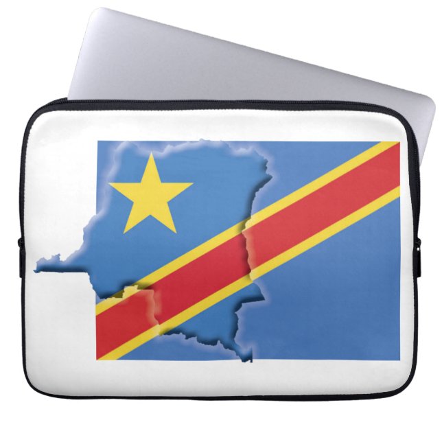 CONGO DRC Flag Map Patriottic Computer Laptop Sleeve (Voorkant)
