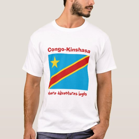 Congo-Kinshasa Drapeau + Carte + T-Shirt Texte (Devant)