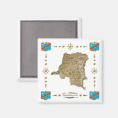 Congo-Kinshasa Map + Flags Magnet Magneet (Voorkant / Achterkant)
