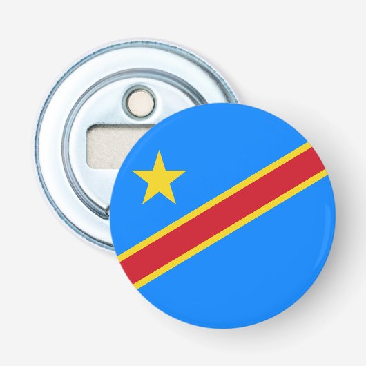Congo Kinshasa Vlag Button Flesopener (Voorkant)