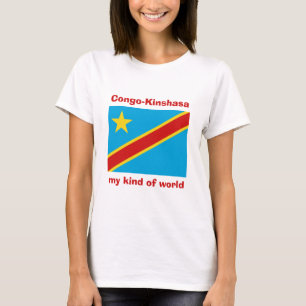 Congo-Kinshasa Vlag + Kaart + Tekst T-shirt