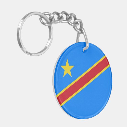 Congo Kinshasa Vlag Sleutelhanger (Voorkant Links)