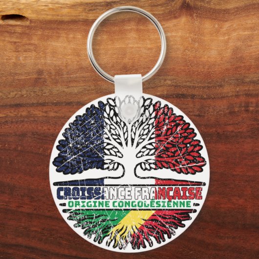 Congolese Franse boomkorren Flag Sleutelhanger (Achterkant)