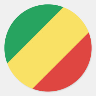 Congolese Vlag, Vlag van de Republiek Congo Ronde Sticker