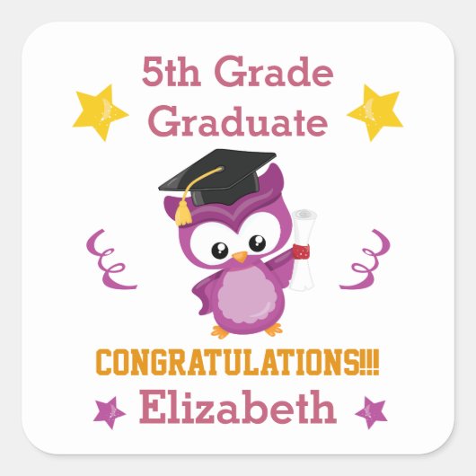 Congraten van de 5e graad afstuderen vierkante sticker (Voorkant)