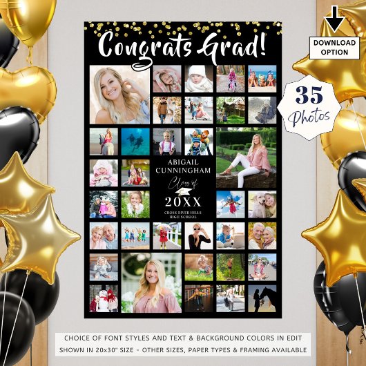 CONGRATS AFSTUDEERDER 35 Foto Collage Black Poster