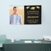 CONGRATS AFSTUDEERDER Pet Toss Foto Zwart Goud Spandoek (Beurs)