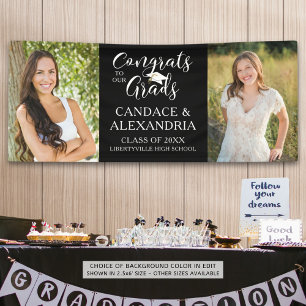 CONGRATS AFSTUDEERDERS 2 Foto's Script Uw kleur Spandoek