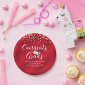 CONGRATS AFSTUDEERDERS Red Gold Confetti op maat Papieren Bordje (Feest)