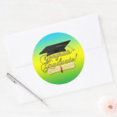 Congrats Afstuderen Diploma Afstuderen pet | Kleur Ronde Sticker (Envelop)