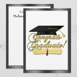 Congrats Afstuderen Diploma Afstuderen pet Uitnodi Kaart