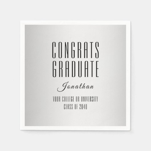 "Congrats Afstuderen" Modern Typografie Papier Servet (Voorkant)