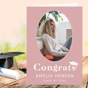 Congrats Afstuderen roze foto Afstuderen Kaart