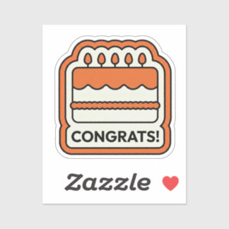 Congrats Birthday Cake Sticker