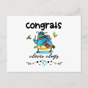 Congrats Clever Clogs Funny Cartoon Pigeon Briefkaart