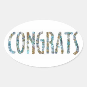 Congrats-Glitter II Ovale Sticker