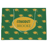 Congrats Grad! Personalized green Gift bag Groot Cadeauzakje (Voorkant)