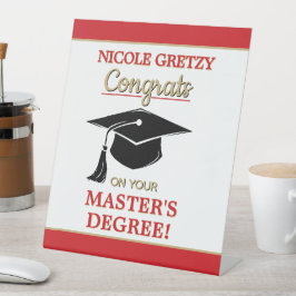 Congrats! Master's Degree Graduation  Reclamebord Met Voetstuk