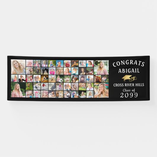 CONGRATS Modernes GRAD 53 Photo Collage Bannière (Horizontal)
