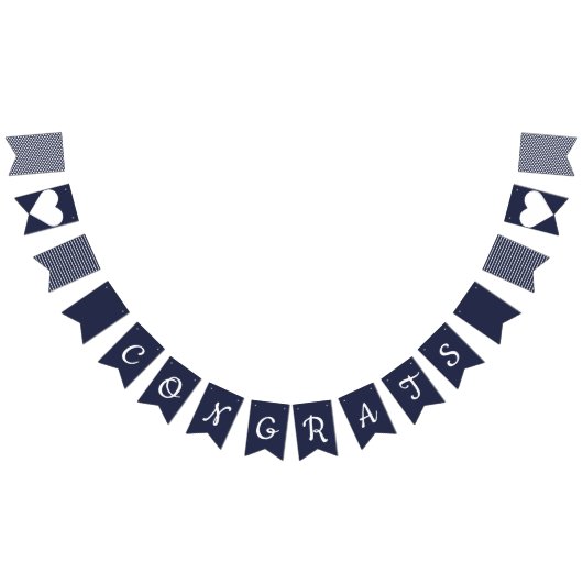 Congrats Navy and White Preppy Bunting Vlaggetjes (Alle)