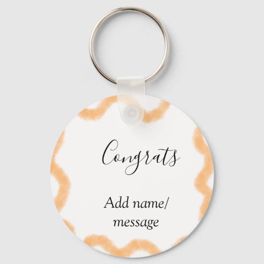 Congrats orange spiral Spanish border boho retro n Sleutelhanger (Voorkant)