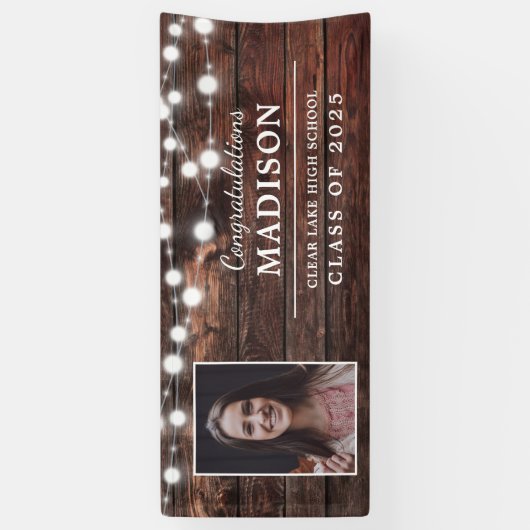 Congrats Rustic Wood String Lights Afstudeerder Ph Spandoek (Verticaal)