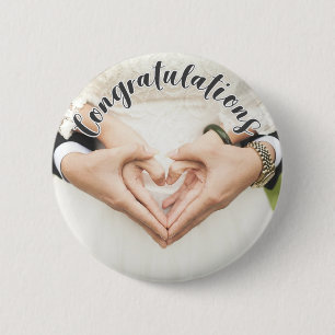 CONGRATULATIES Grijze OVERLADTEKST Foto Button Pin