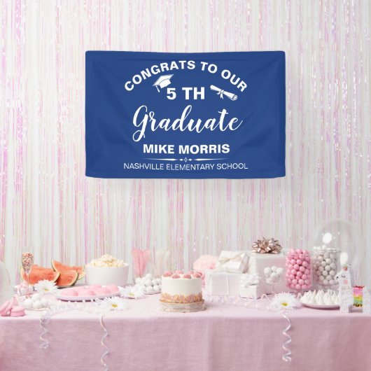 Congratulations 5th Grade Graduation Blue Spandoek (Feest)
