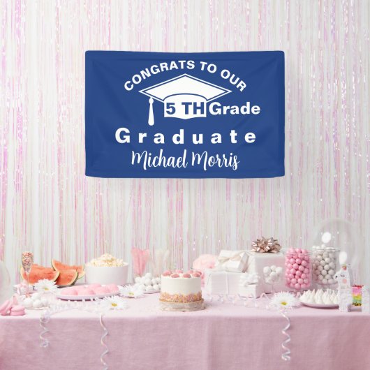 Congratulations 5th Grade Graduation Blue Spandoek (Feest)