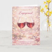 Congratulations Engagement Card - Wine Glasses Kaart (Gele Bloem)