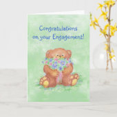Congratulations Fun Teddy Bear Flowers Kaart (Gele Bloem)