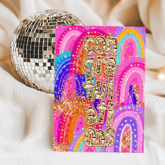 Congratulations Sequin Kaart