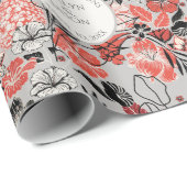 Congratulations Taupe Floral Pattern Cadeaupapier (Rol Hoek)